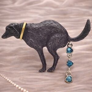 Pooping Dog Crystal Brooch